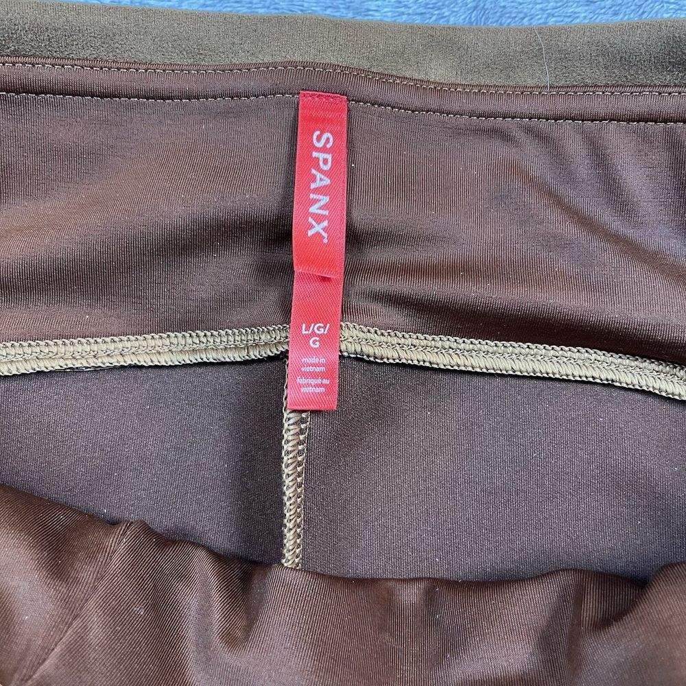 SPANX Faux Suede Leggings High Waisted Perfect Pant Rich Caramel Size Large - Picture 7 of 10